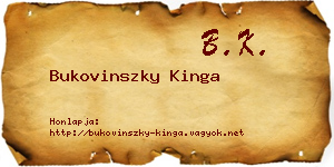 Bukovinszky Kinga névjegykártya